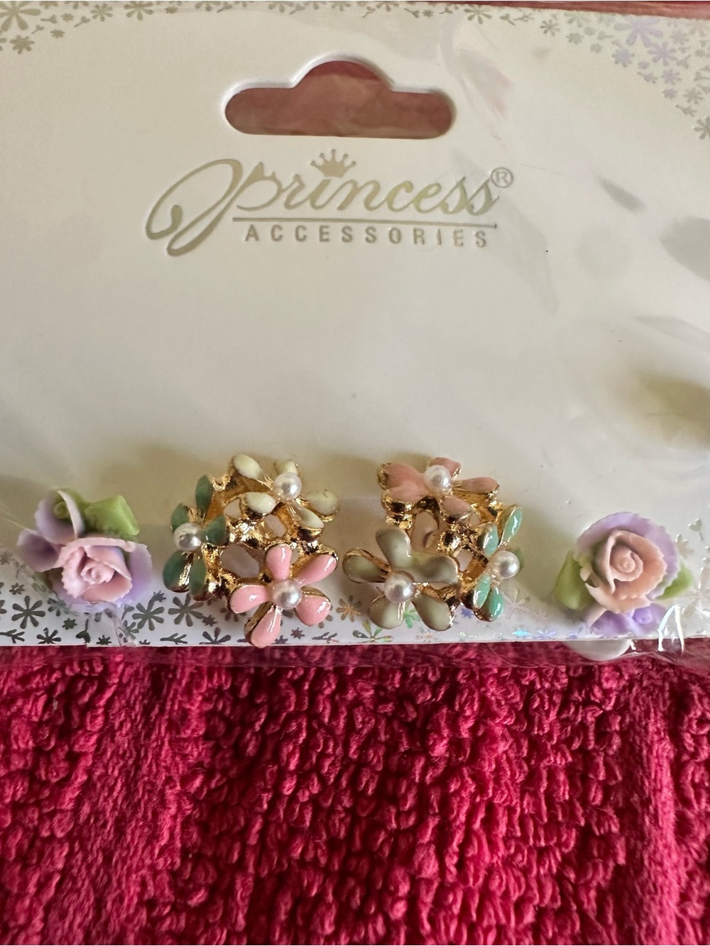 Floral Stud Earrings - Pastel Multicolor